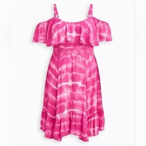Torrid Pink Tie-Dye Cold Shoulder Handkerchief Skater Dress Size 2x NWT